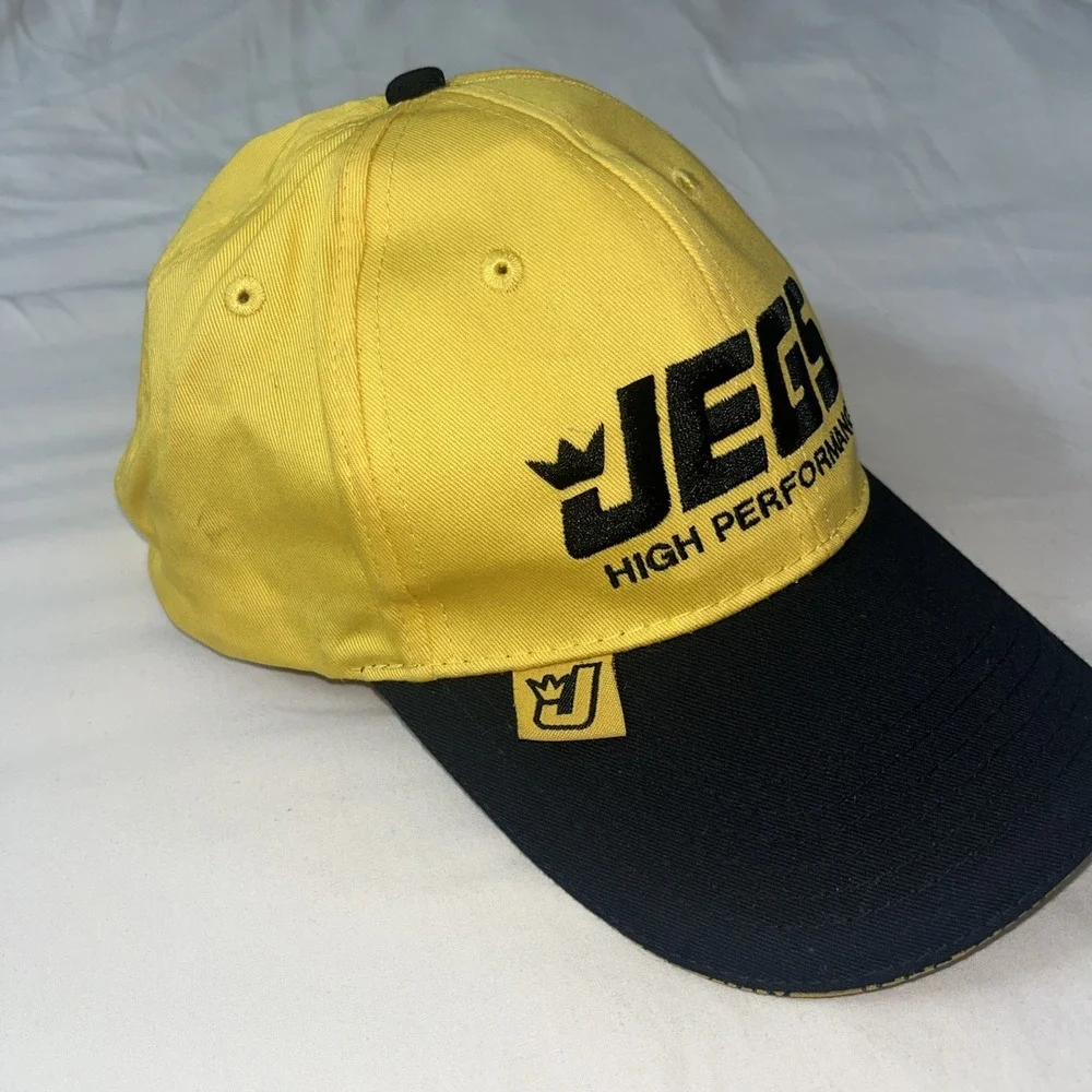 JEGS HIGH PERFORMANCE Yellow Black Baseball Hat Adjustable Strapback Can Cooler‎